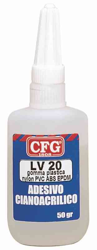 Lv 20, Cianoacrilato Spec. Per Gomma, Plastica, PVC, ABS Flacone 50G AC0230 CFG