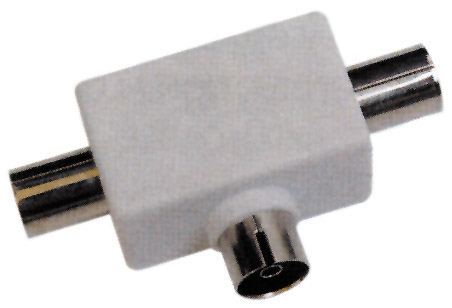 Sdoppiatore d' antenna 1 presa 2 spine coassiali 9,5 mm