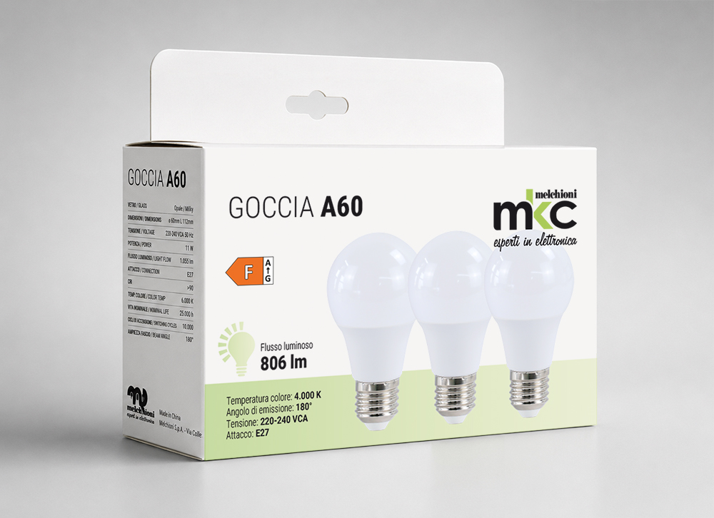 TRIPACK GOCCIA A60 9W 806LM E27 3000k