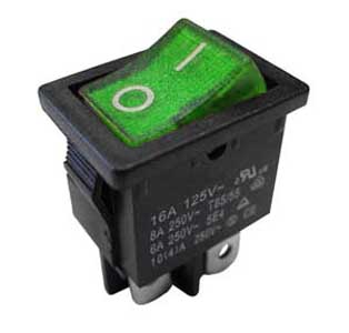 Interruttore A Bilanciere 10A-250V Bipolare Verde INT/3403H-C