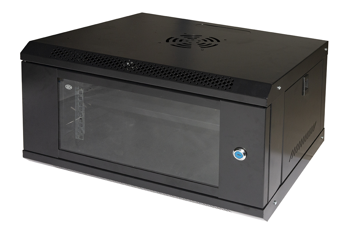 MK1906UNL - ARMADIO RACK 19 6U SERIE LIGHT COLORE NERO CON PORTA VETRO RIPIANO INCLUSO