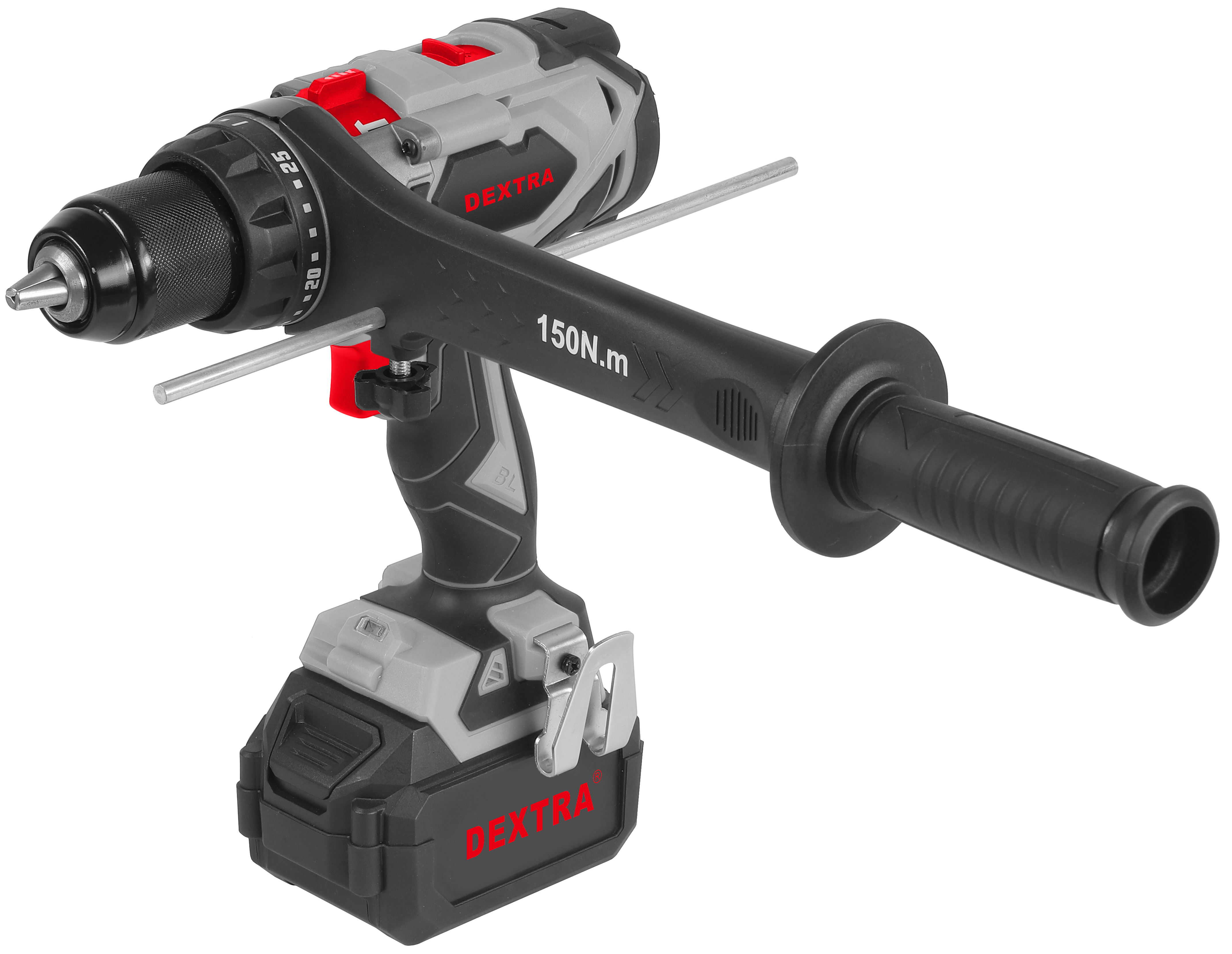 Trapano avvitatore a percussione brushless 20V 150 N·m mandrino 13 mm DEXTRA
