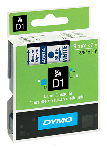 Nastro di scrittura D1 - 9 mm x 7 m Blu/Bianco