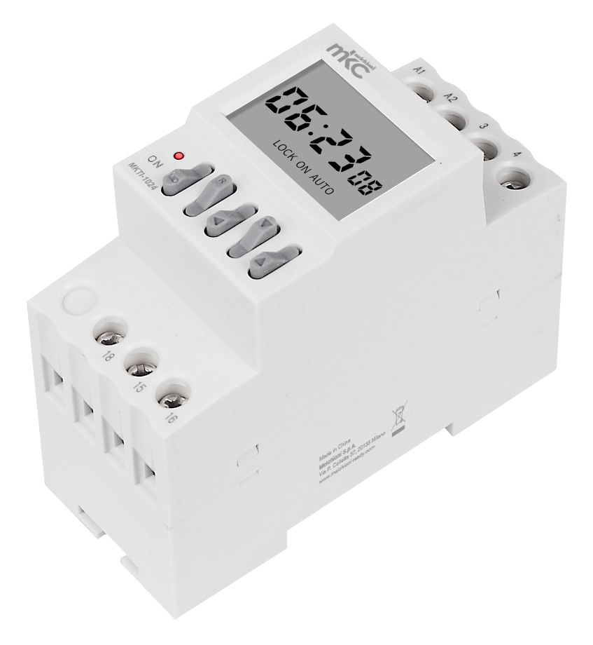 MKTI-1024 - Timer Orario Digitale giornaliero/settimanale Guida DIN 2 moduli