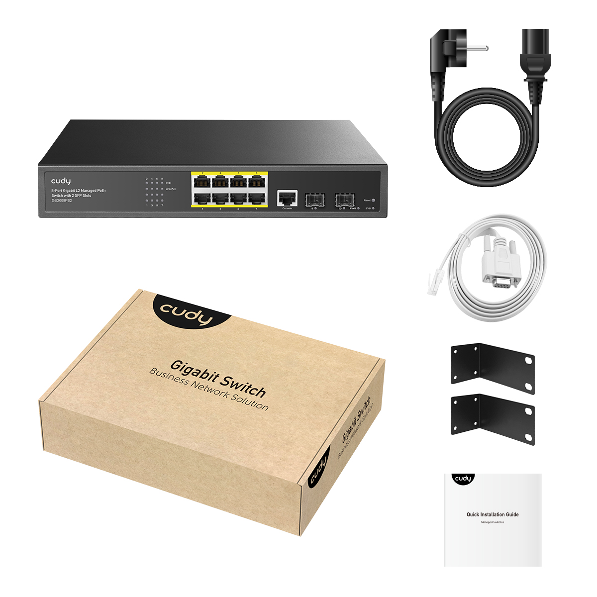 GS2008PS2 - 8-Port Layer 2 Managed Gigabit PoE+ Switch with 2 Gigabit SFP Slots, 120W
