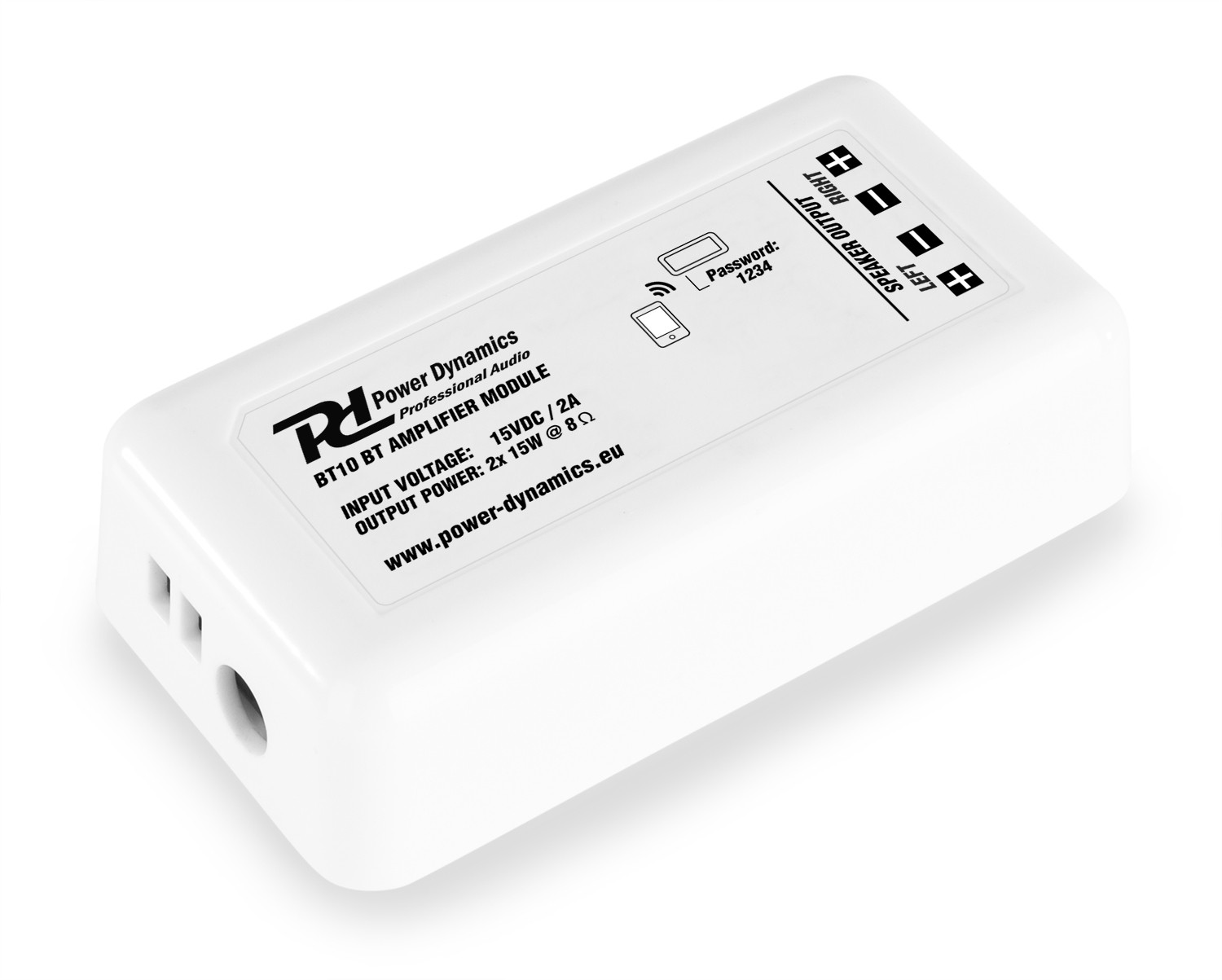 Amplificatore audio stereo compatto e con una potenza di 60W (2x30W), Mod. BT10