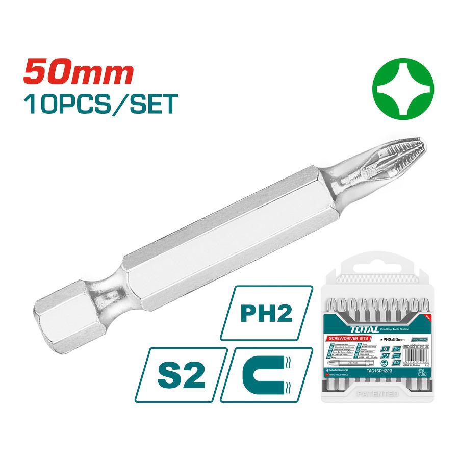 Set da 10 Punte PH2 - 50mm - Industrial TAC16PH223