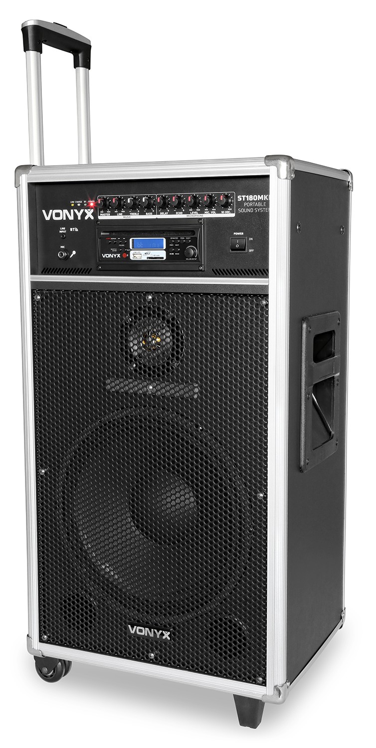 Sistema portatile 2 radiomicrofoni UHF lettore CD/ USB/ BT mod. ST180