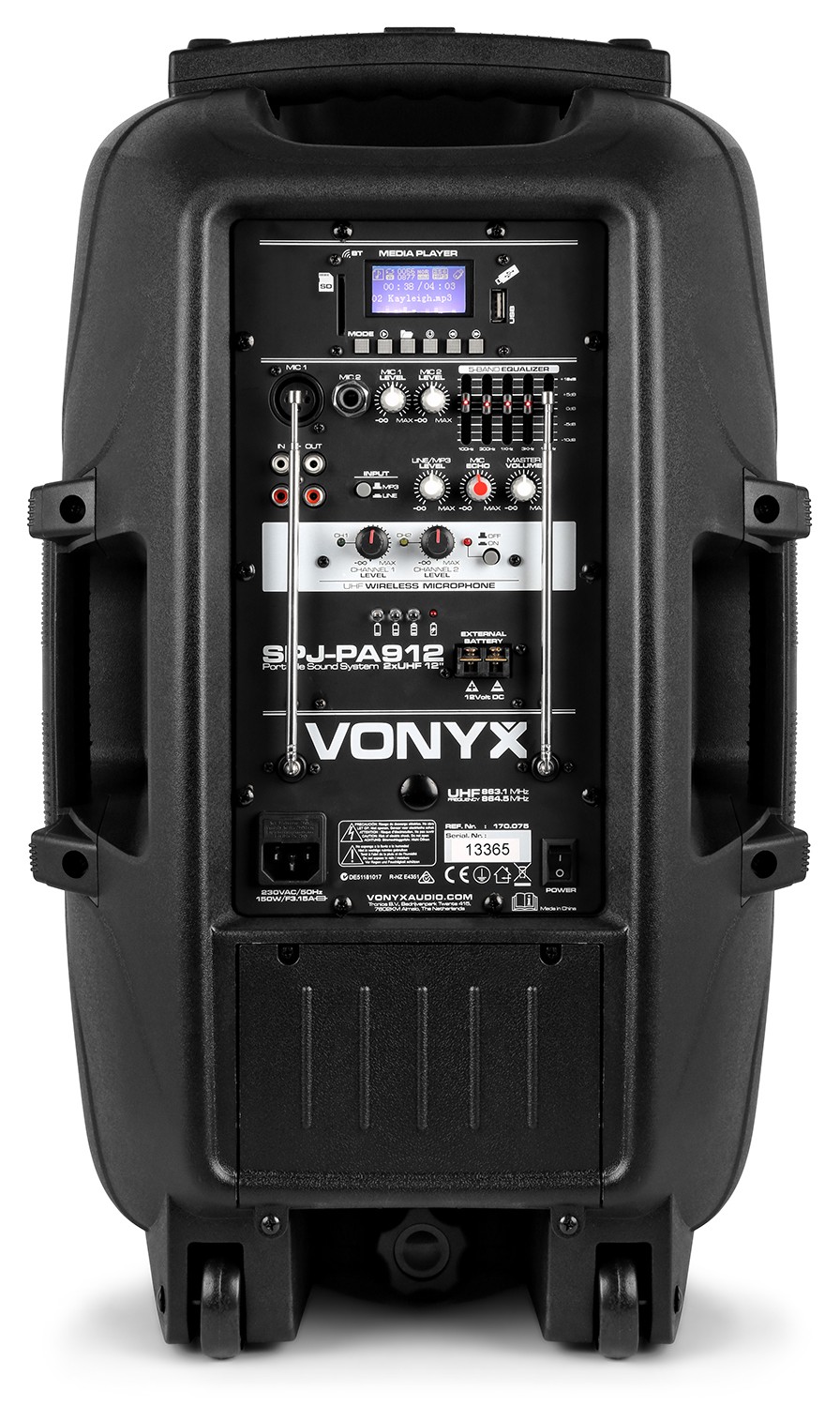Sistema portatile 500W, 2 radiomicrofoni UHF mod.  SPJ-PA912