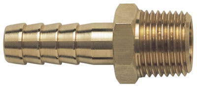 Adattatore per tubo in gomma, in ottone, filetto 1/4"BSPT x1/2 diam. int.