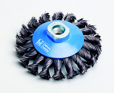 Spazzola a fili metallici attorcigliati diametro 100mm e albero M14x2.0