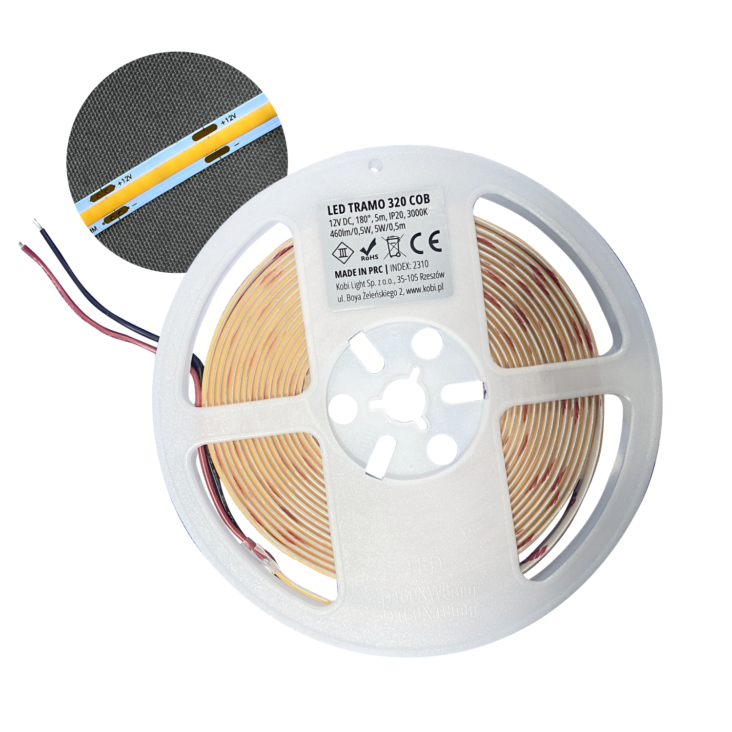 Striscia LED COB 320LED 12V IP20 3000k