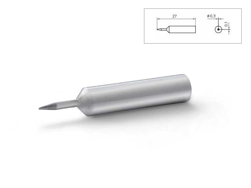 Punta saldante, punta a cacciavite, cromata, non bagnabile, 0,3 x 0,1 mm, 27 mm