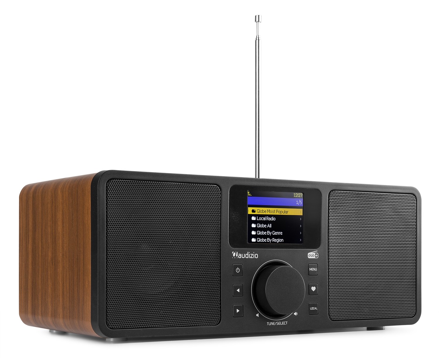 Roma, WiFi Internet radio con batteria integrata e display a colori, colore noce
