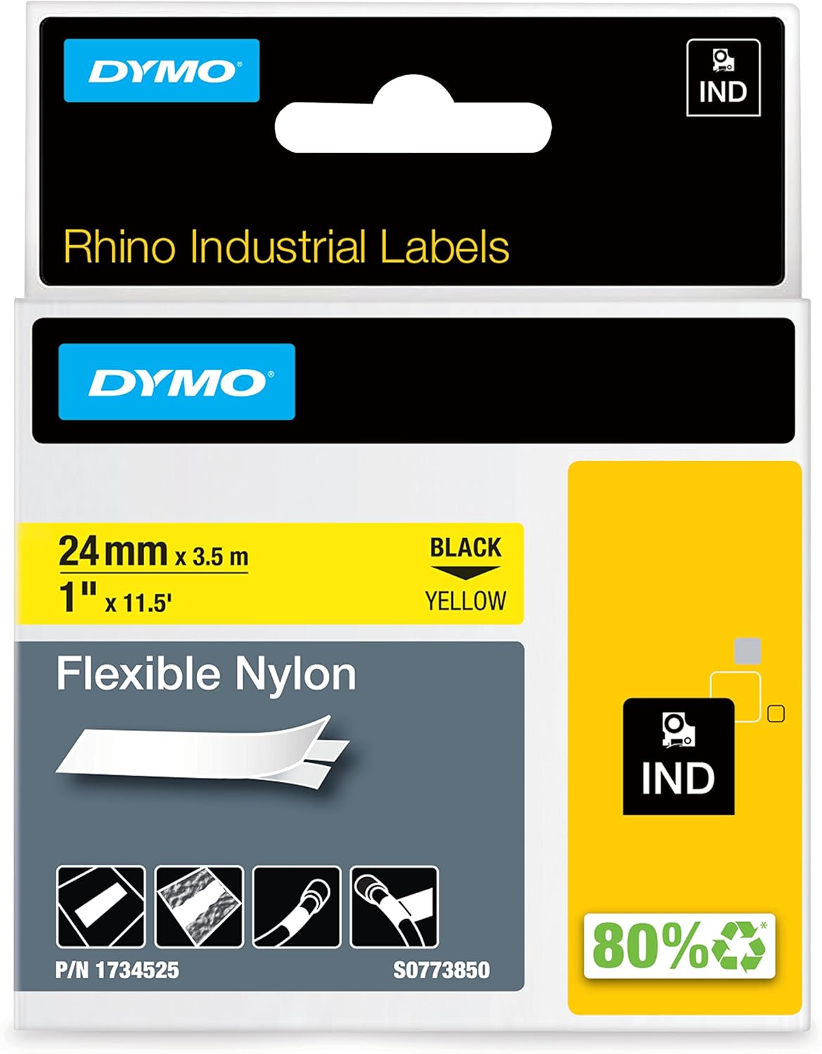 Nastro Rhino 24 mm NylonNero/Giallo - 24 mm x 5.5 m