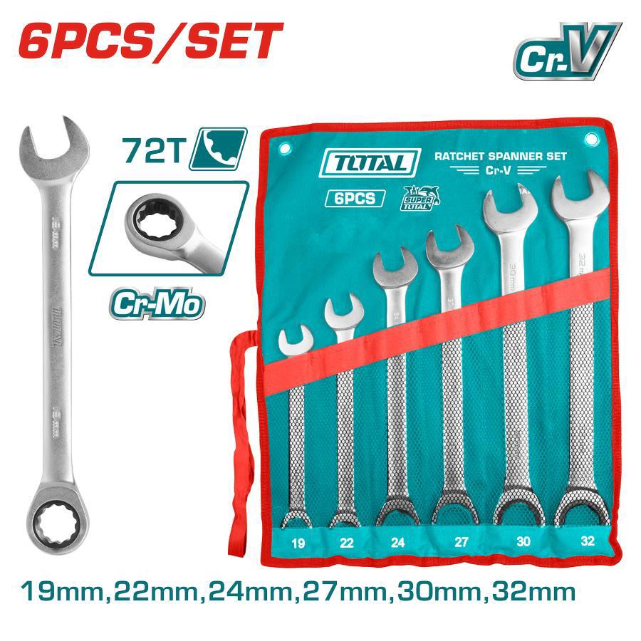 Set 6 Chiavi a Cricchetto 19-32 Industrial THT102RK061