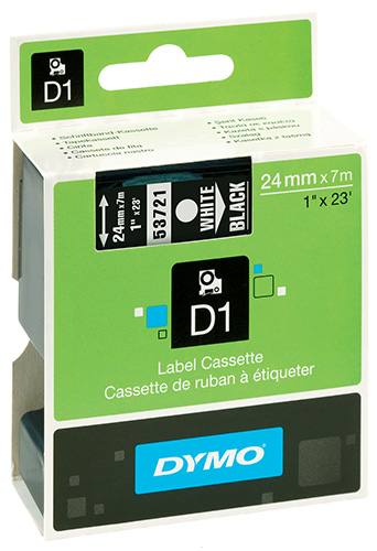 Nastro di scrittura D1 - 24 mm x 7 m Bianco/Nero