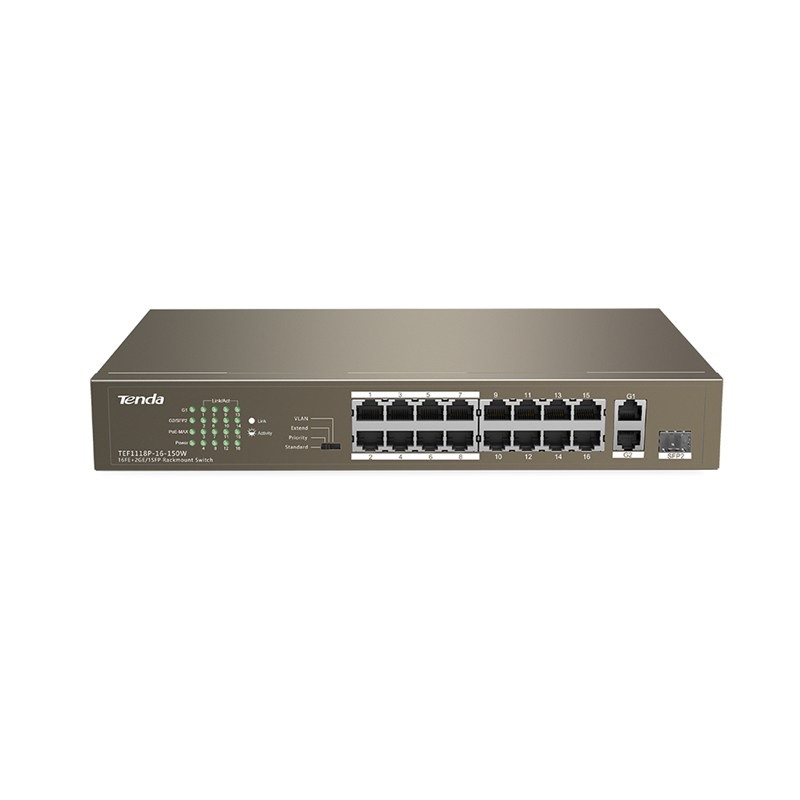 TEF1118P-16-150W - 16FE+2GE/1SFP con 16-Port PoE