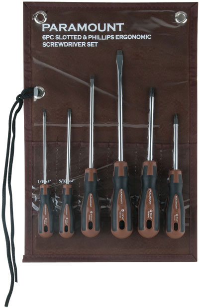 Set 6 cacciaviti piatti e Phillips, manico ergonomico