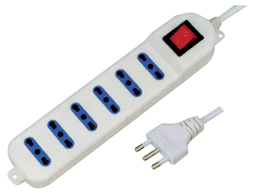 Multipresa bianca n6 prese bipasso 10/16a - spina 2p+t 16a MKC
