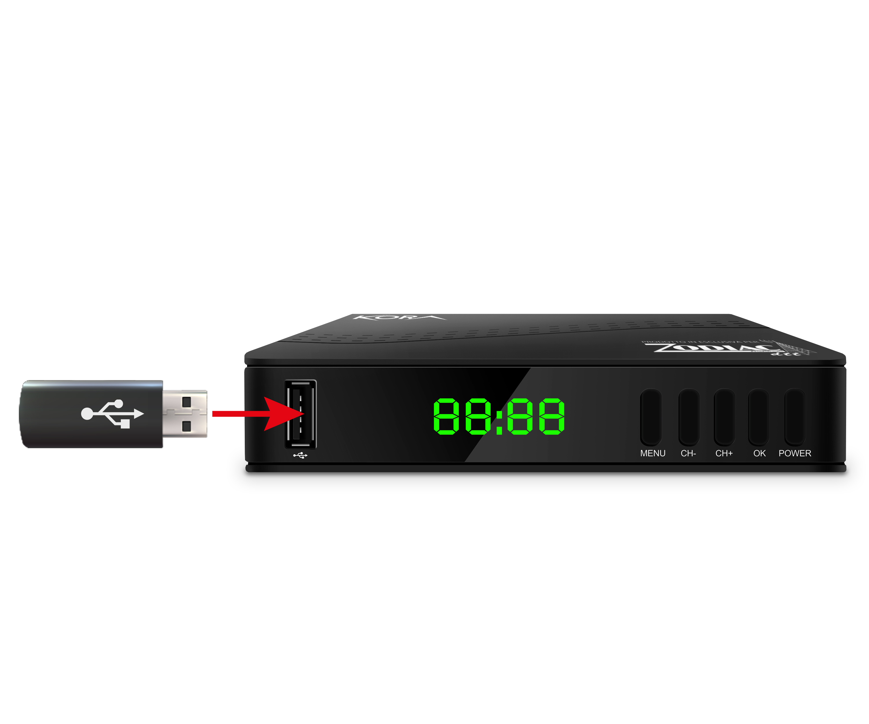 Decoder digitale terrestre ZODIAC KORA DZR-3341 dvb-t2 hevc h.265 60hz, 10bit