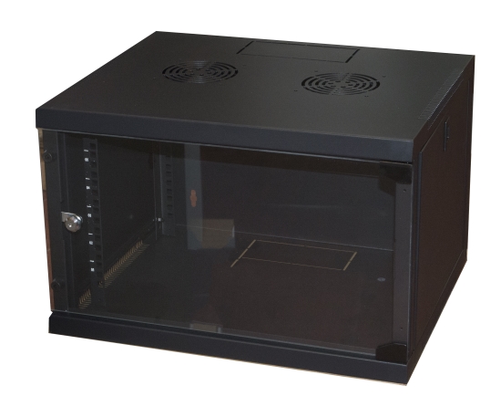 MK1907UN - ARMADIO RACK 19 6 UNITA' DA MURO PER RETI COLORE NERO PORTA VETRO