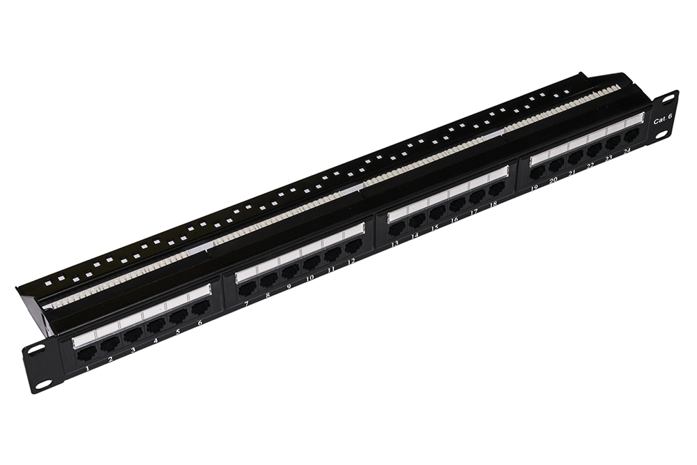 MKP624U - PANNELLO PATCH 19 NON SCHERMATO UTP 24 PORTE 8 POLI RJ45 PER RETI CAT. 6 NERO