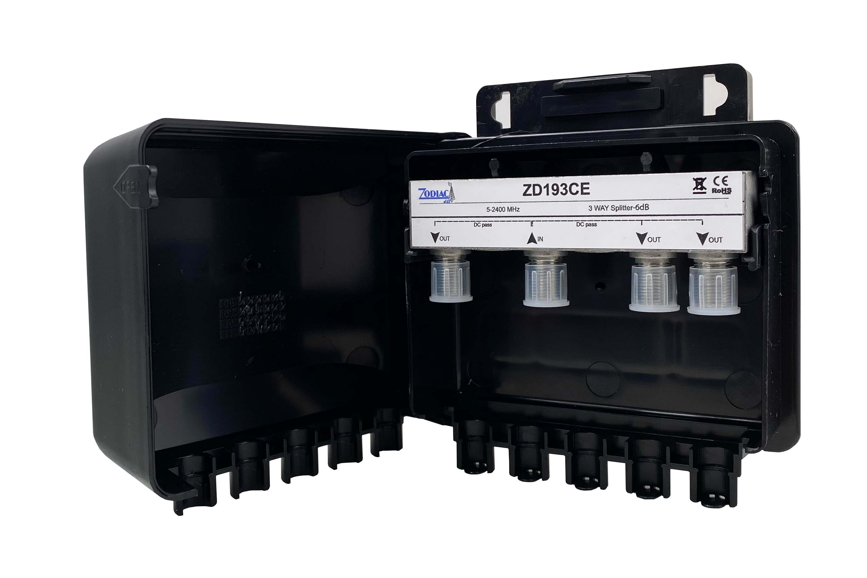 ZD193CE - Partitore induttivo da palo, 1 ingresso VHF+UHF e 3 uscite