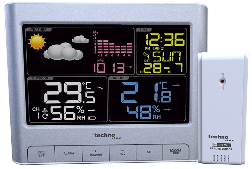 Stazione Meteo Design a colori radiocontrollata con sensore esterno WS 6449