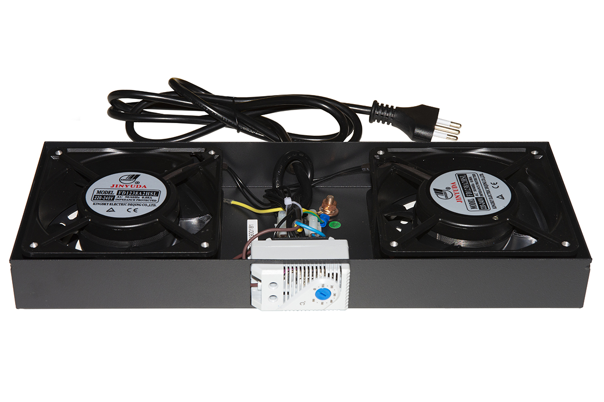 MKVENT2 - MODULO 2 VENTOLE CON TERMOSTATO PER ARMADI RACK A MURO LINK COLORE NERO