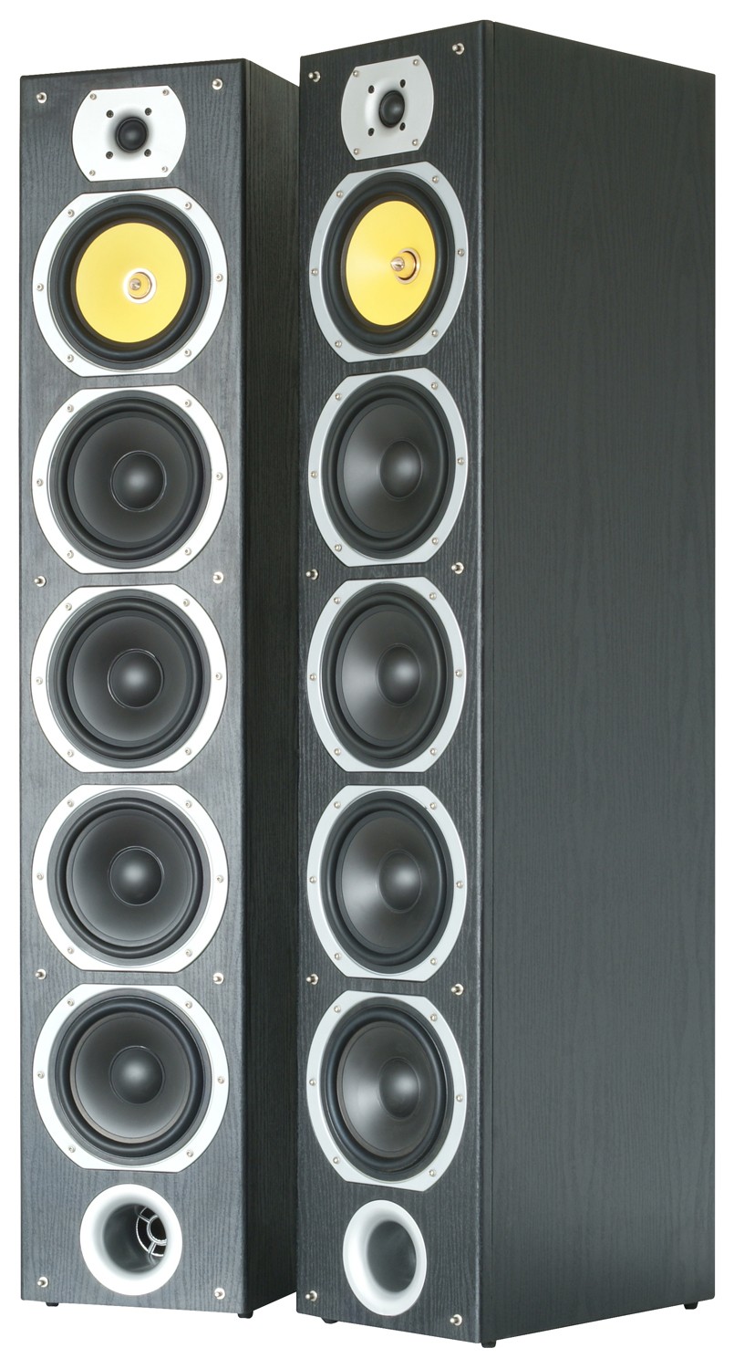 Coppia diffusori 4 vie a torre da 600W (2x300W), colore nero, Mod. SHFT57B