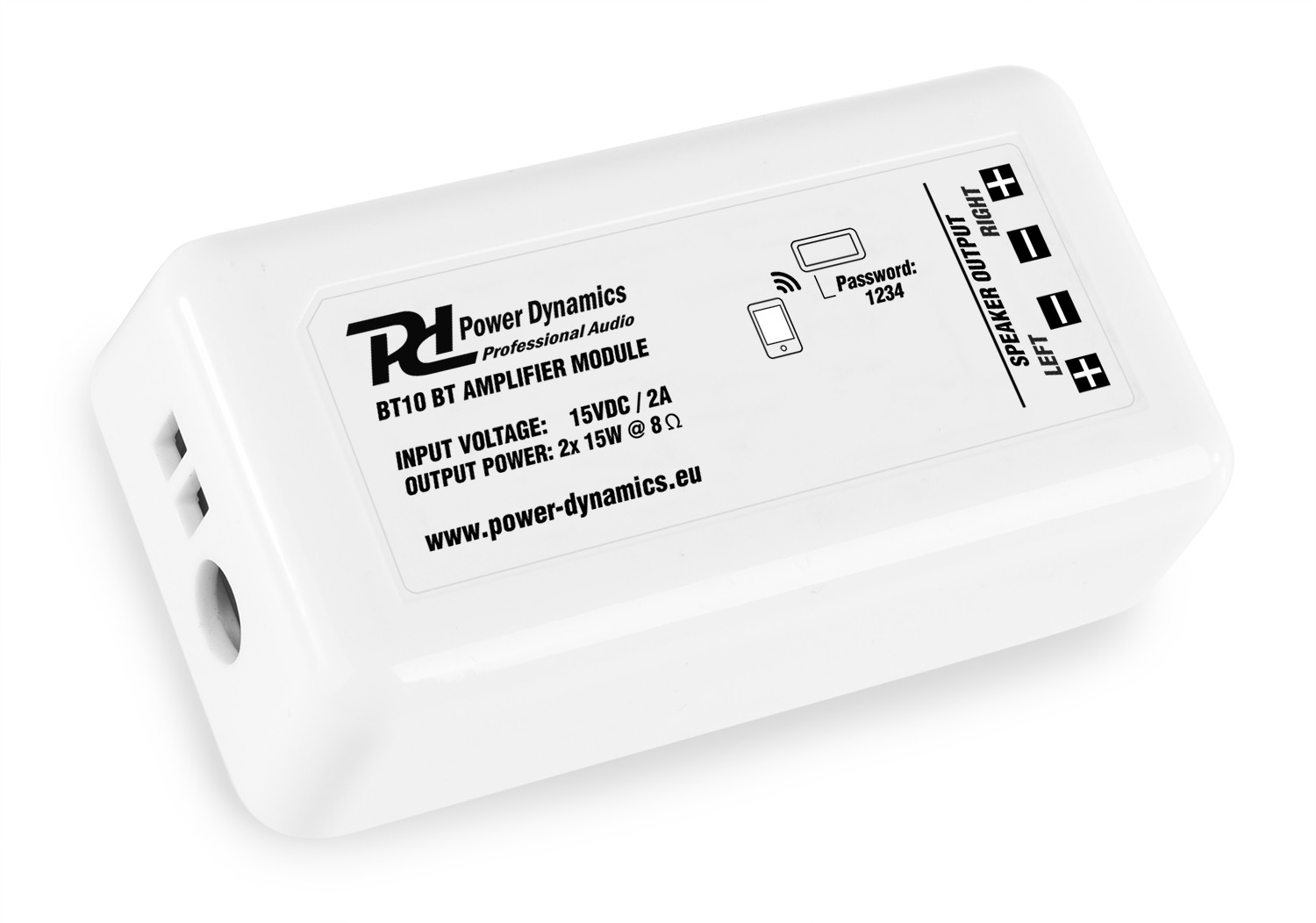 Amplificatore audio stereo compatto e con una potenza di 60W (2x30W), Mod. BT10