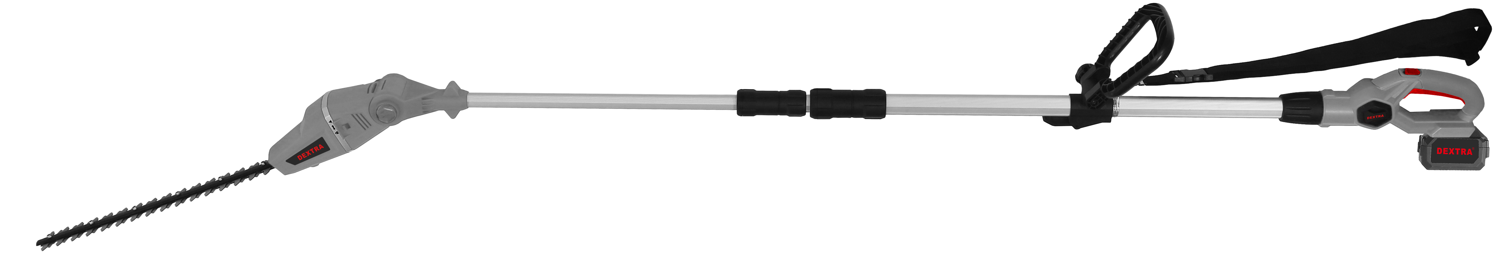 Tagliasiepi telescopico 20V 380 mm con asta estensibile 2,0–2,9 m e testa a 7 posizioni DEXTRA