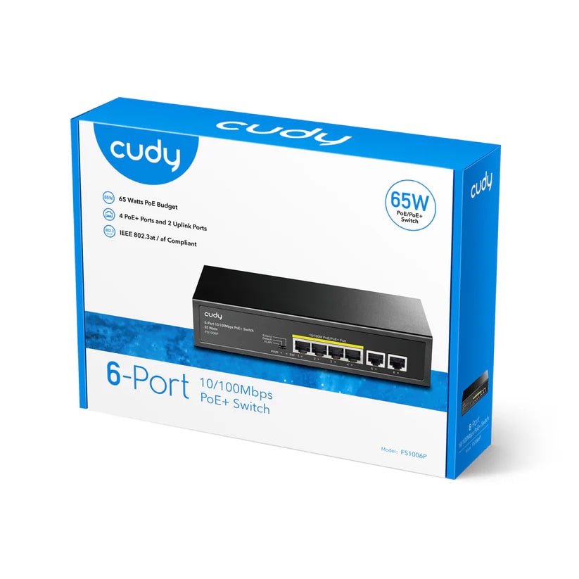 FS1006P - 6-Port 10/100M PoE+ Switch 60W