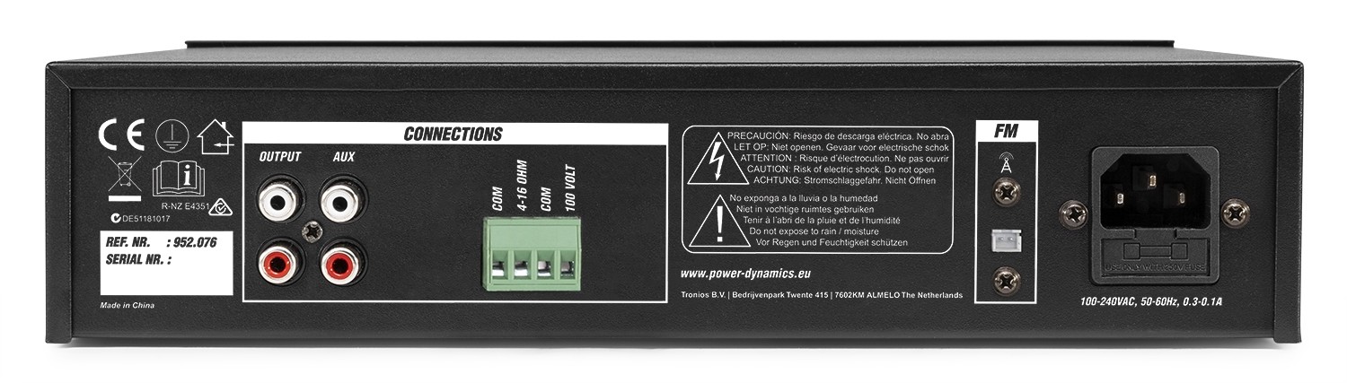 Amplificatore 25W 100V/4-16Ω con Bluetooth e USB PDM25