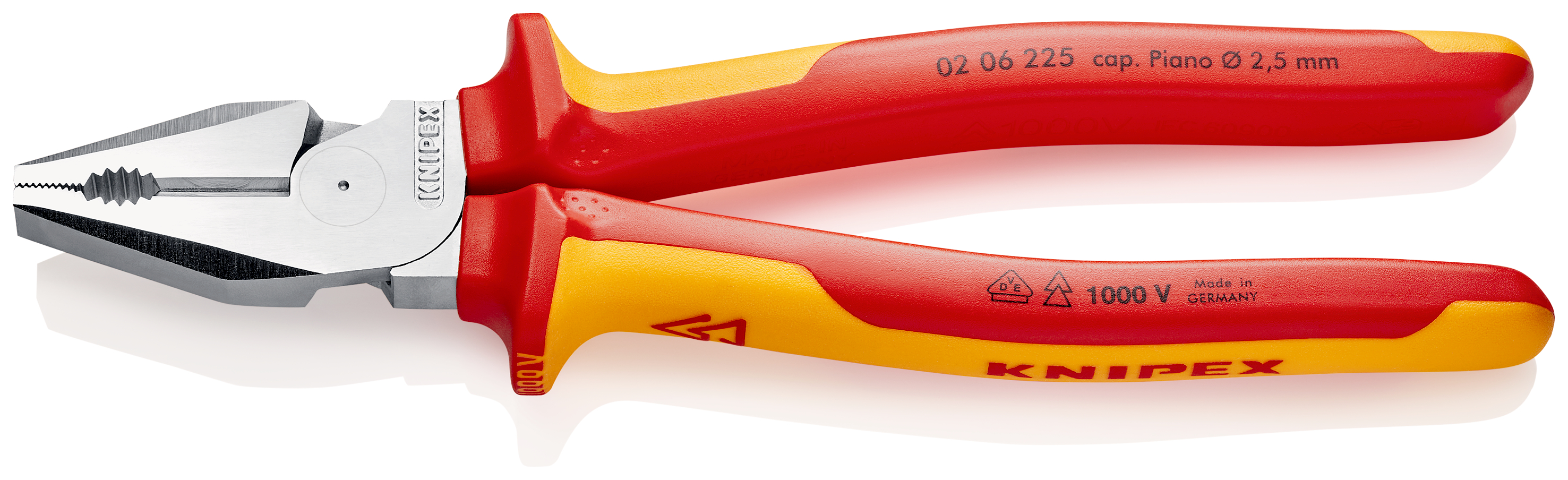 Pinza combinata VDE Knipex 225mm con leva elevata, isolamento a 1000V