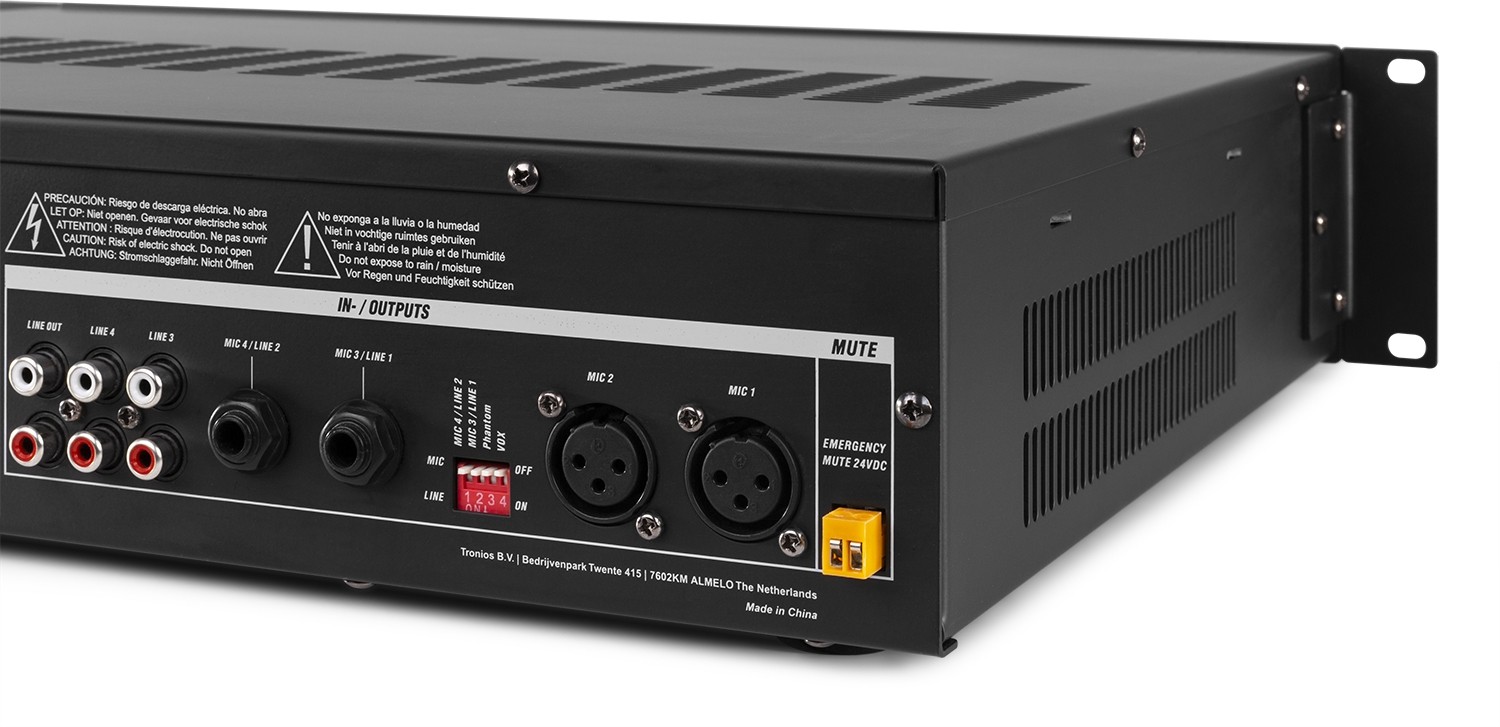 Amplificatore da 240W 4 zone 100V/8Ohm con BT/USB/SD, display LCD mod. PRM240