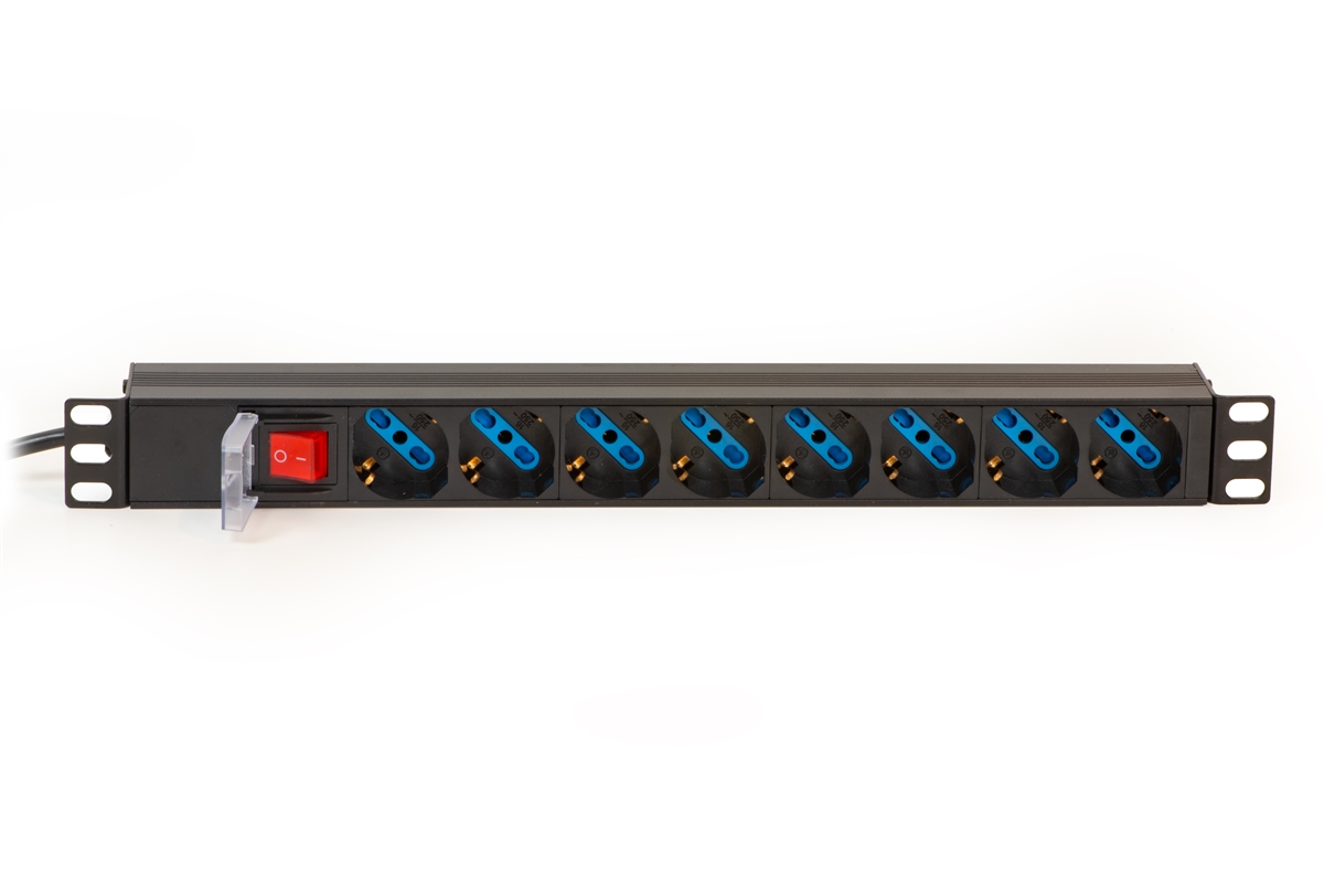 MK10051 - MULTIPRESA DA RACK 19" 8 PRESE UNIVERSALI CON INTERRUTTORE SPINA ITALIANA 16A