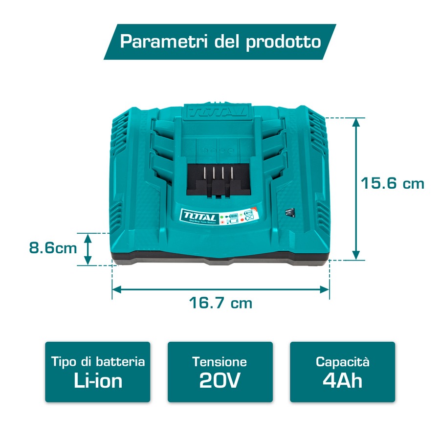 Caricabatteria rapido - 4Ah - 20V TFCLI2003