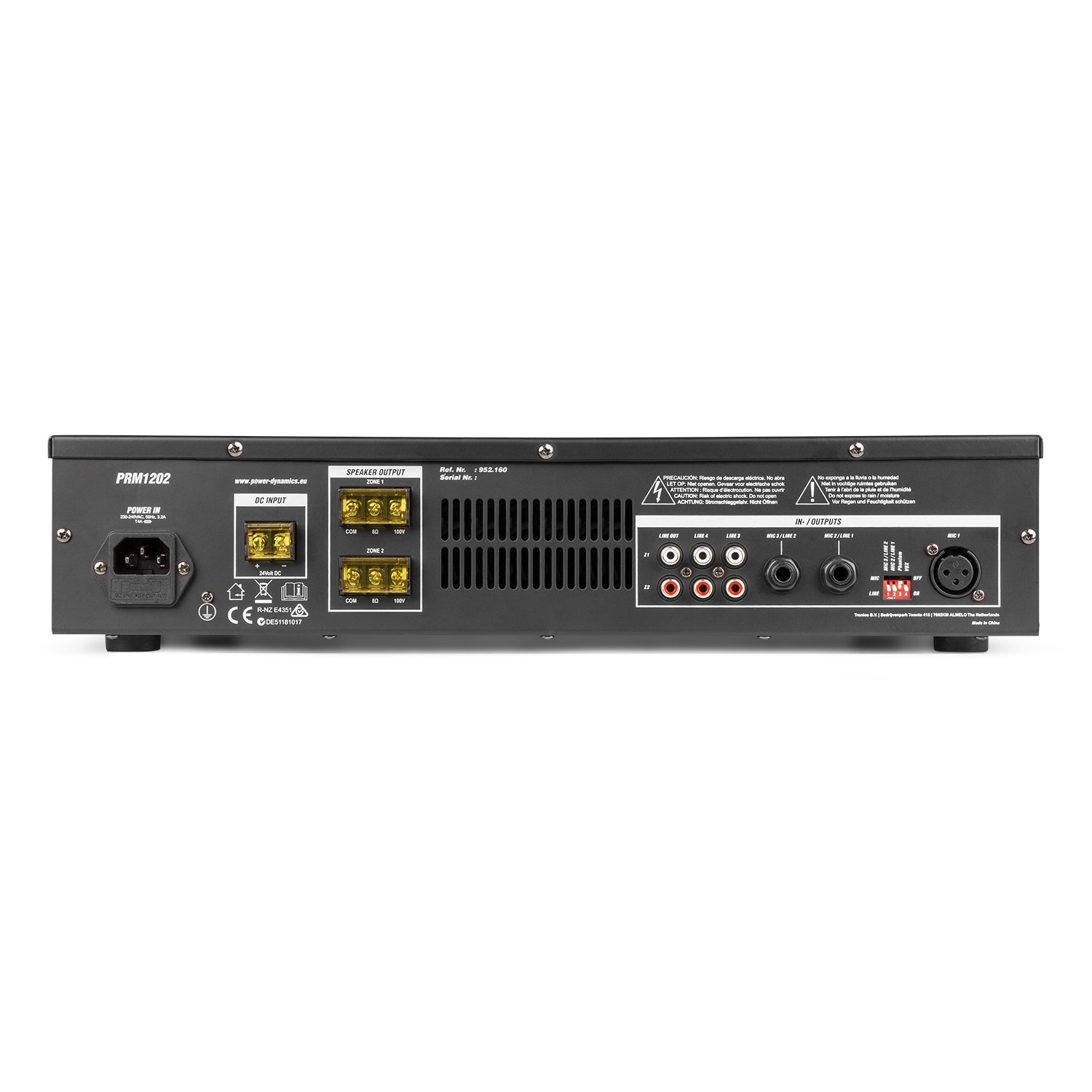 Amplificatore da 240W 2 zone  2 x 120W 100V/8Ohm mod. PRM1202