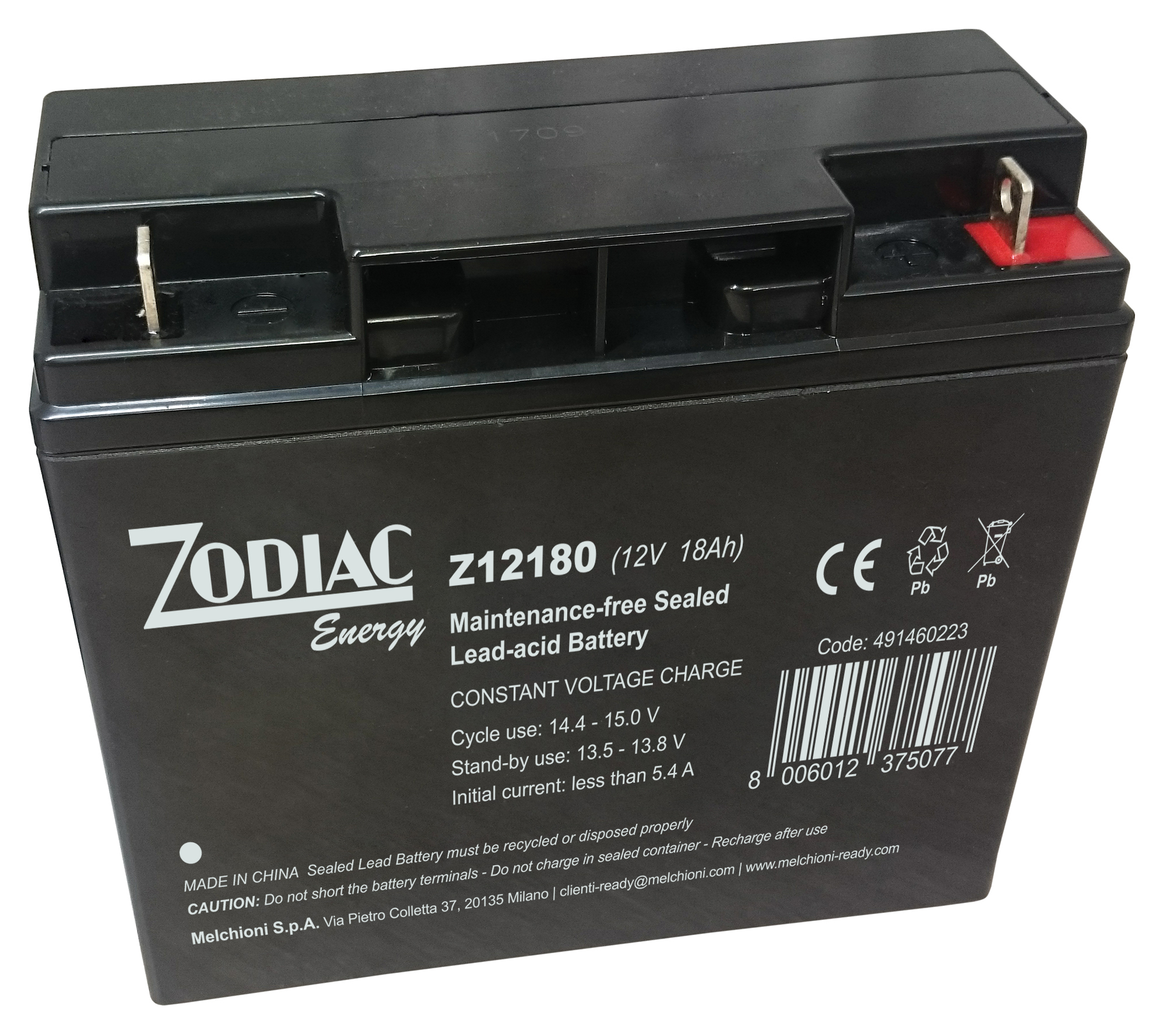 Batteria al piombo ricaricabile 12V 18Ah terminale T3 ZODIAC