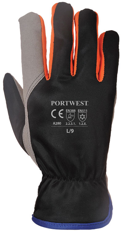 Guanto invernale nero/arancione taglia 9/L