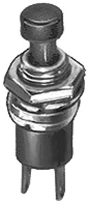 Pulsante miniatura unipolare con autoritorno n.c. on-off 1a-125v nero