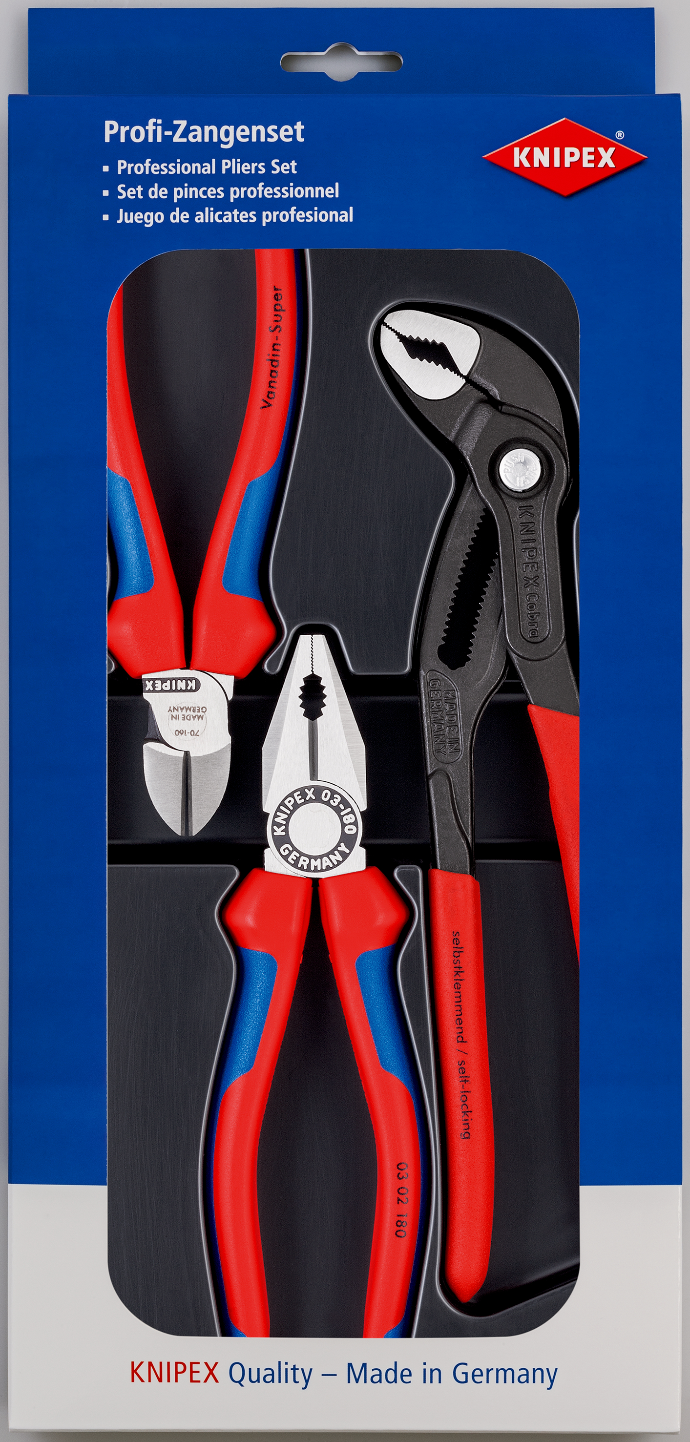 3 pinze Knipex, incluso pappagallo giratubi Cobra