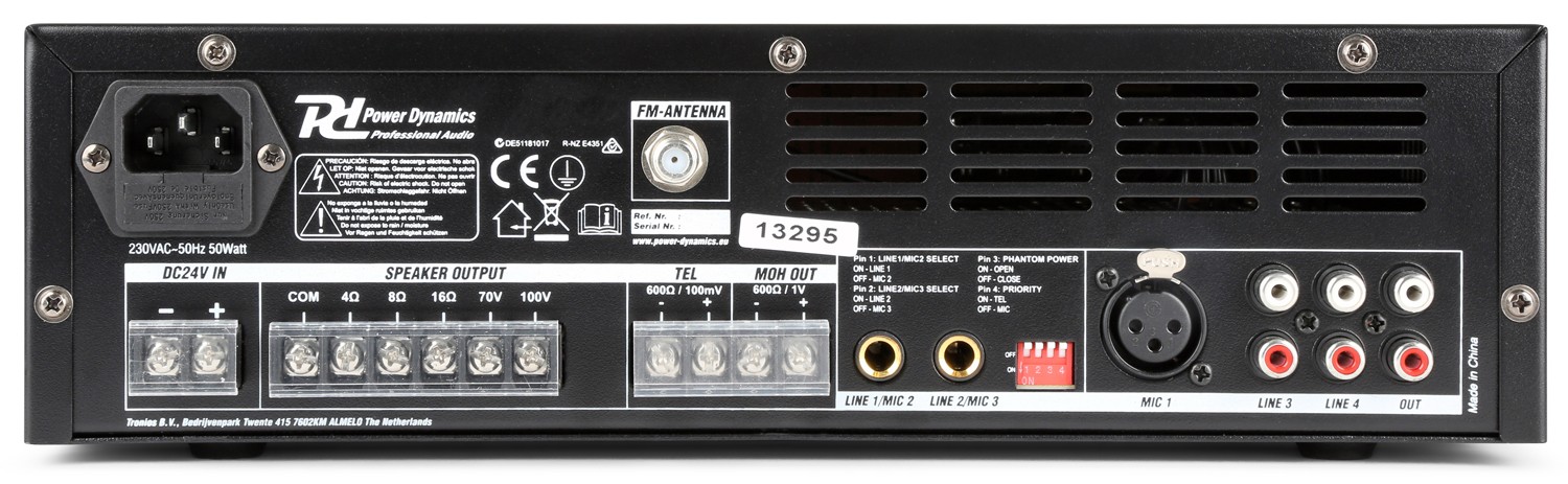 Amplificatore PA 60W 100V /4-16Ω con BT / FM / SD / USB / MP4 PBA60