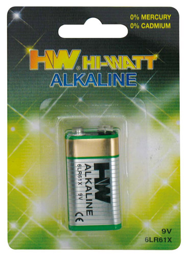 HI WATT 9V batteria alcalina 9V in blister da 1 pila