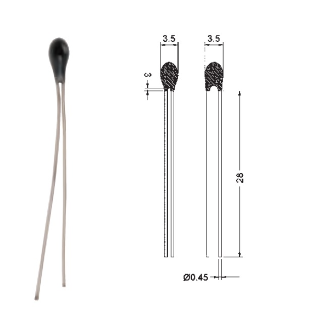 Termistore NTC 200mW +-2% 10 kΩ NTC/10K