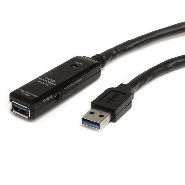 Startech.com USB3AAEXT10M Cavo di prolunga USB 3.0 attivo da 10 m con alimentatore AC - Schermato - Cavo di prolunga USB maschio a femmina - Estensione di linea USB 3.1 Gen 1 Tipo A (5Gbps) (USB3AAEXT10M)