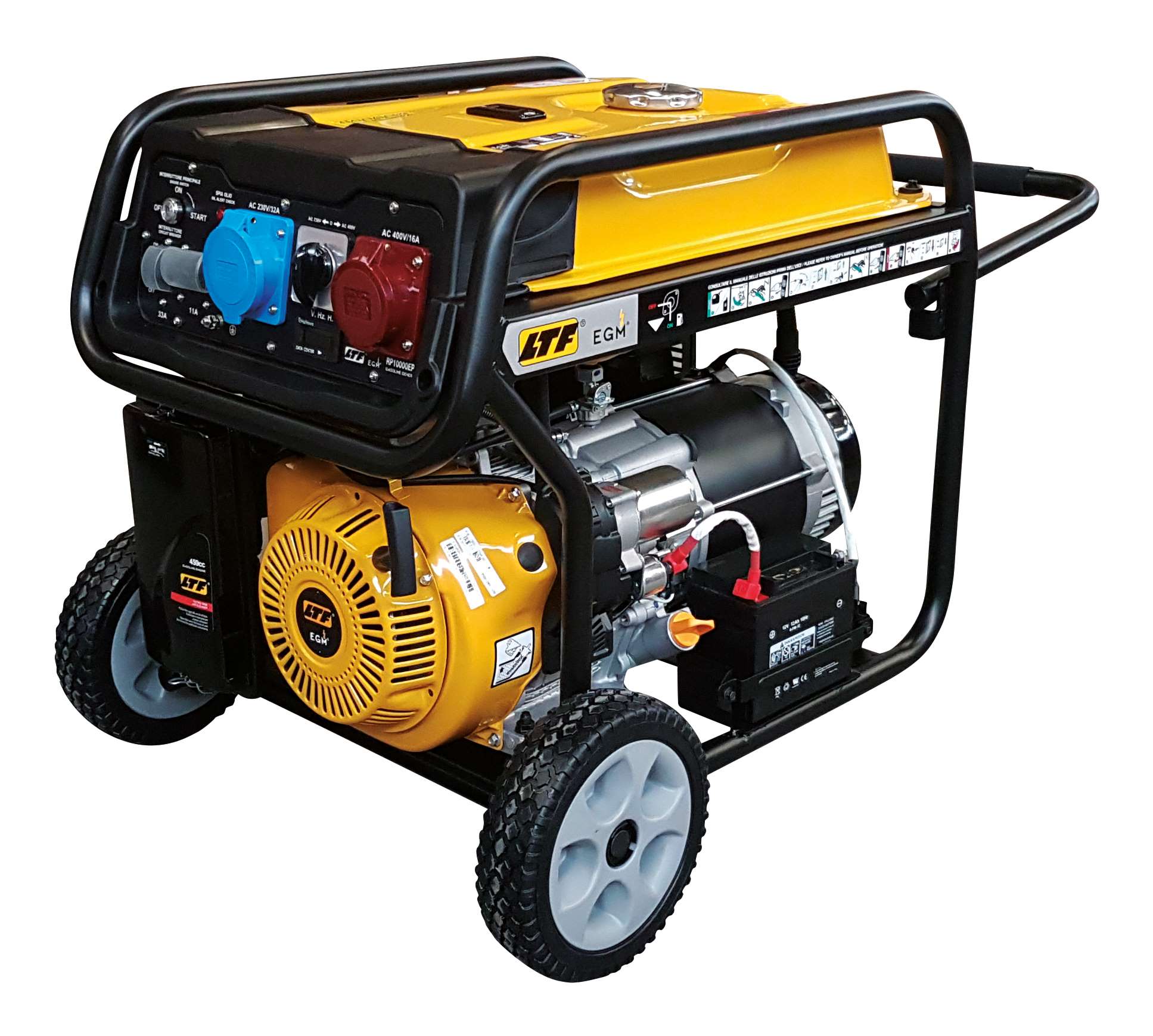 Generatore di corrente portatile a benzina 7,5 kW 400V trifase, avviamento elettrico EGM RP10000-SE