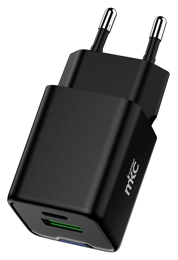 Caricabatterie USB GAN 20W PD 1 USB-C + 1 USB-A Nero